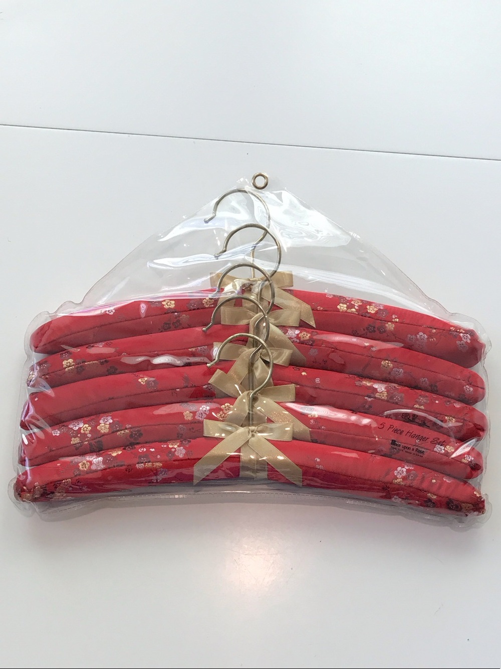 Red Padded Floral Velvet Hangers - 5 Pack